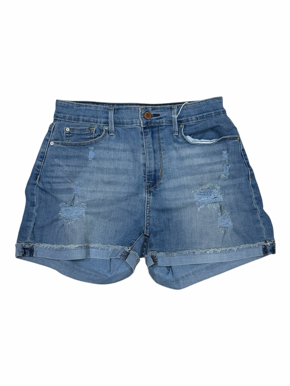 Signature by Levi High Rise Distressed Denim Shorts Women’s Size 8 Light Wash